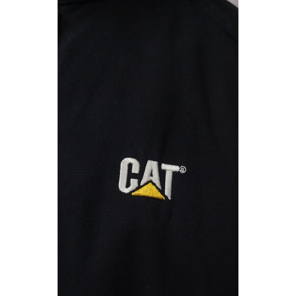 Vtg Turning Point CAT Mens XXL Black Zip Snap Caterpillar Lined Work Jacket Coat - Picture 14 of 14